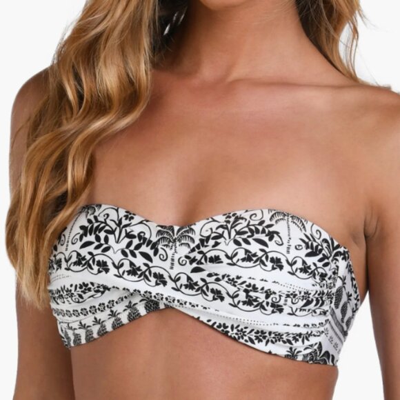 ☀️ Sunshine 79 Convertible Bandeau Bikini Top Ivory Coast Black White 6 Small
